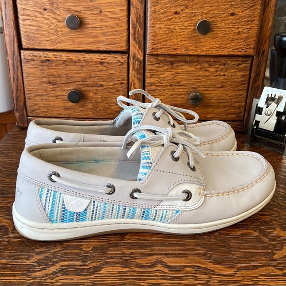 Sperry Topsiders -blue & beige - size 7m - Picture 3 of 5